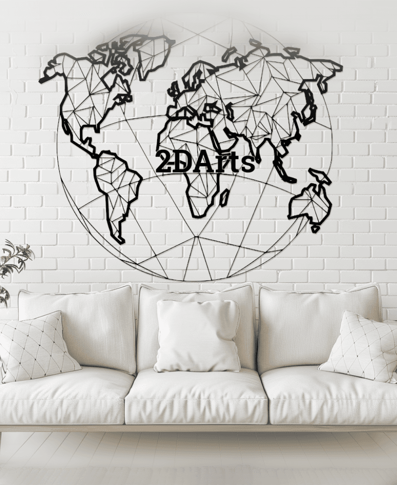 World Map 2D Wall Art/Window Art 3d model