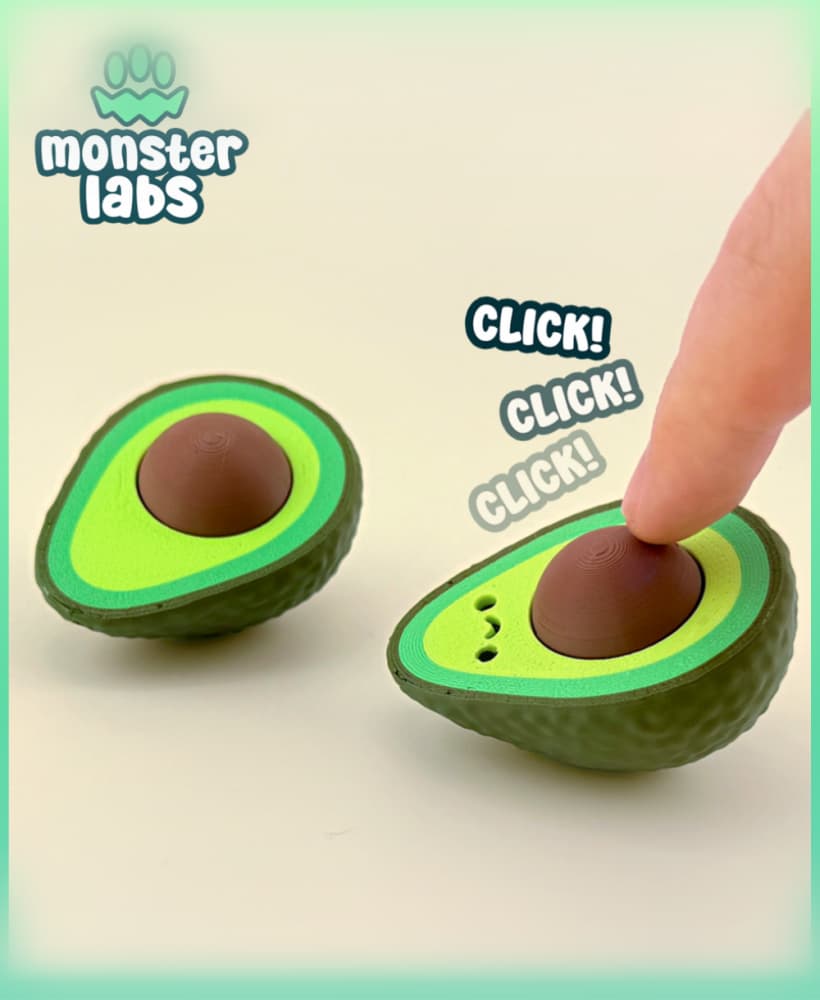 Avocado Fidget Clicker Keychain 3d model