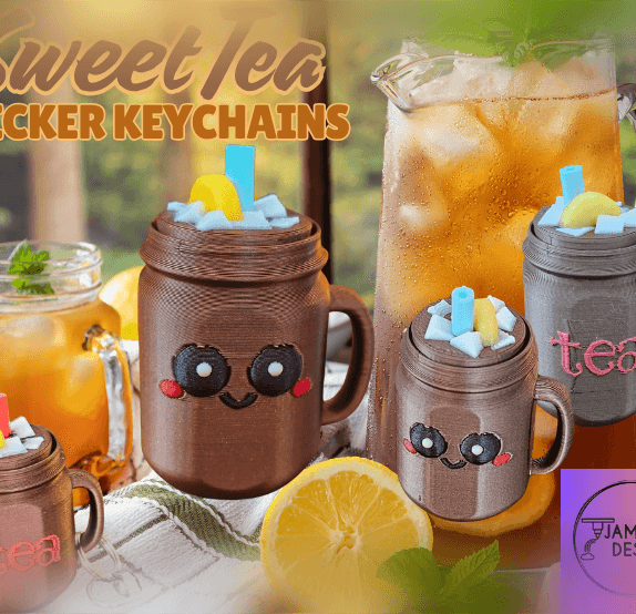 Sweet Tea Mason Jar Clicker Fidget and Keychain 3d model