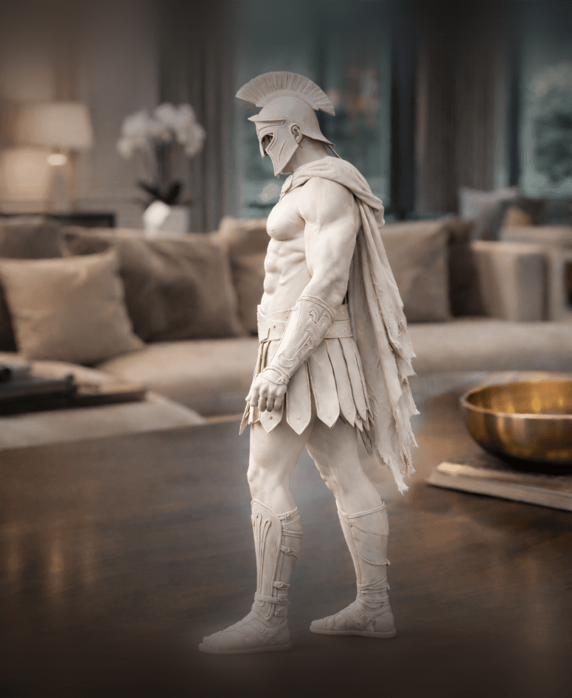 Spartan Warrior Statue STL – Ancient Greek Soldier Sculpture for 3D Printing 3d model
