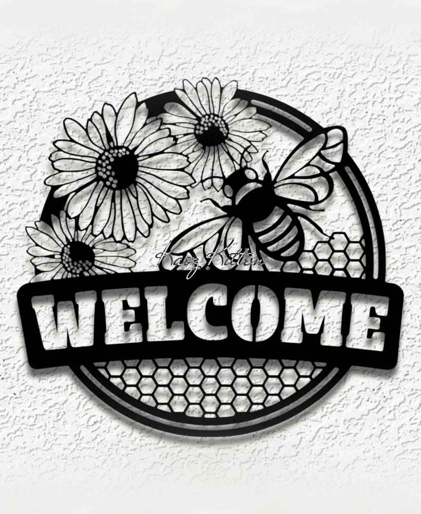 welcome honey bee hone wall art home decorb.stl 3d model