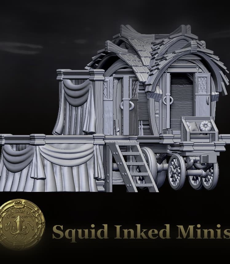 Traveling Caravan Wagon w/ Stage 3d model