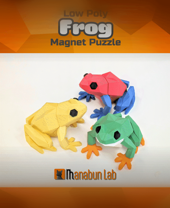Low Poly Frog Magnet Puzzle (No supports, no AMS) 3d model