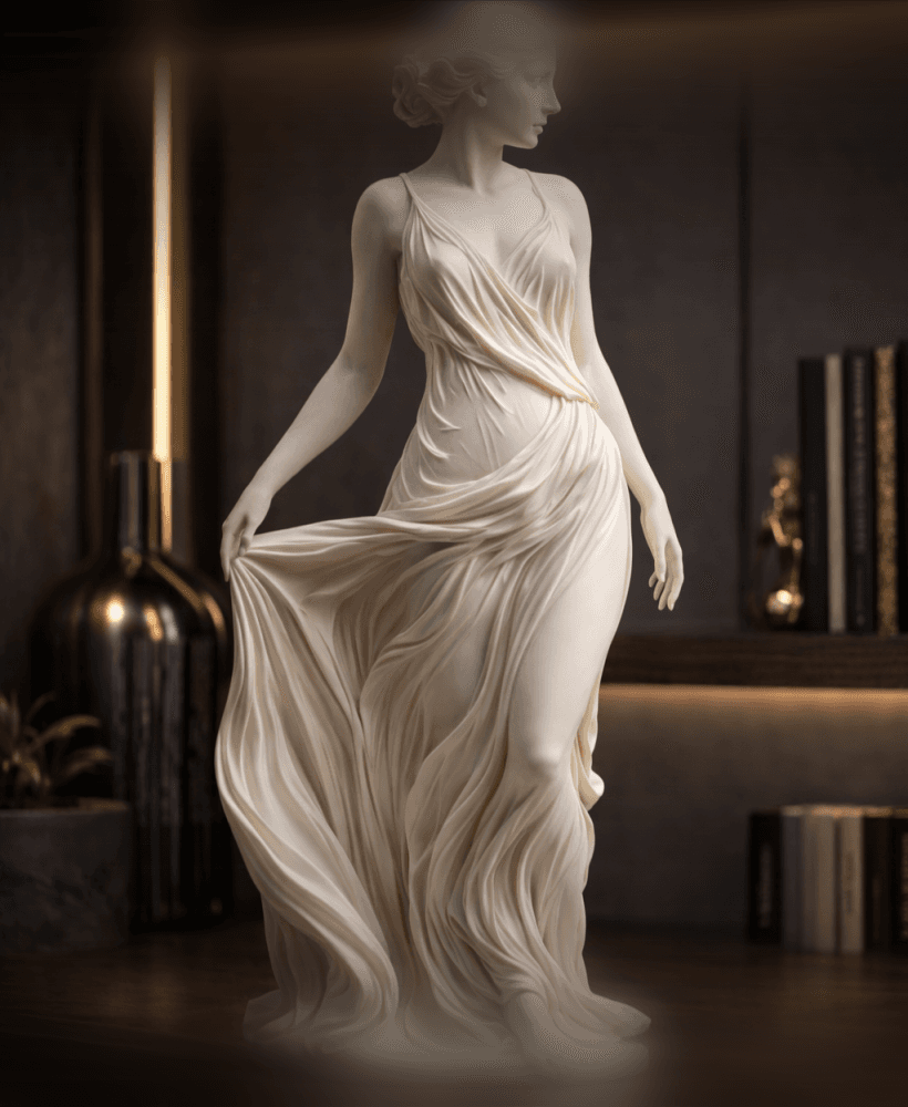 Elegant Goddess Statue STL – Flowing Dress Female Sculpture for 3D Printing 3d model