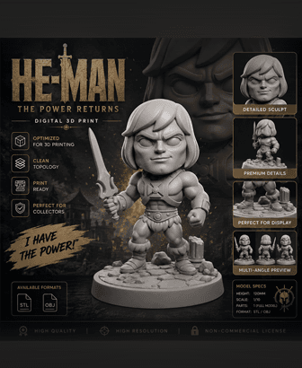 Cartoon Stylized Chibi He-Man 3d model