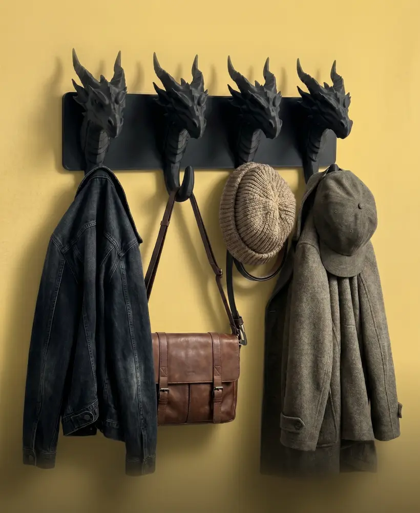 Dragon Head Wall Coat Rack – 3D Printable Fantasy Hooks and Home Organizer 3d model