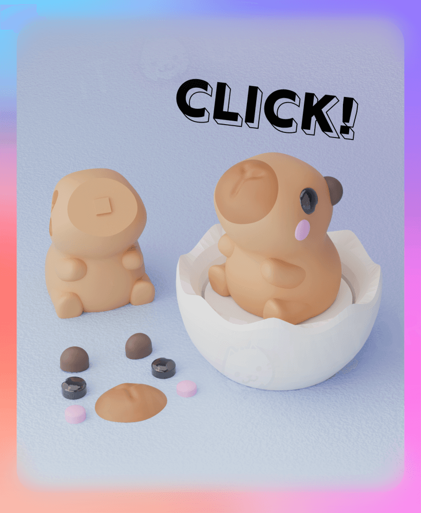 Capybara Clicker & Keychain (Separated Parts) 3d model