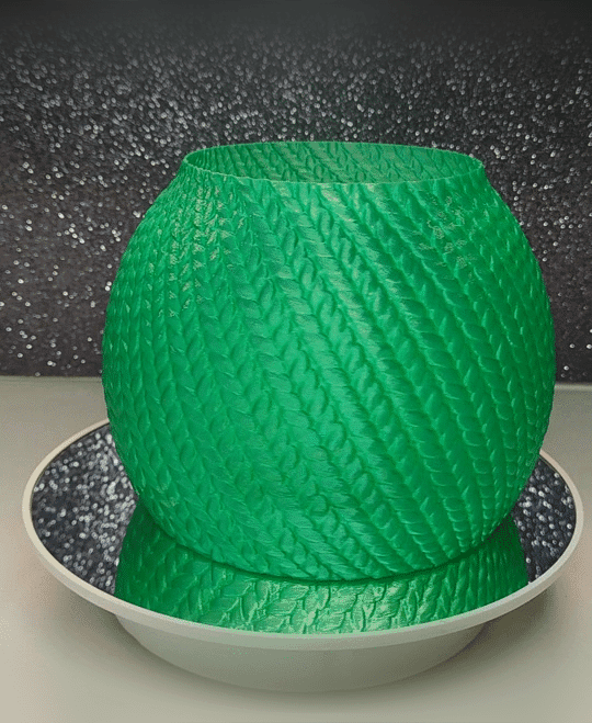 Tunisian crochet flowerpot vase 3d model