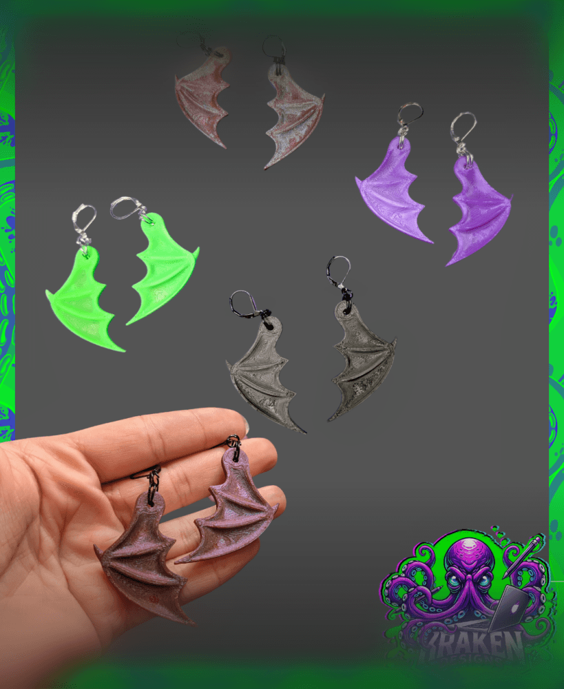 Bat wing earrings 3d model