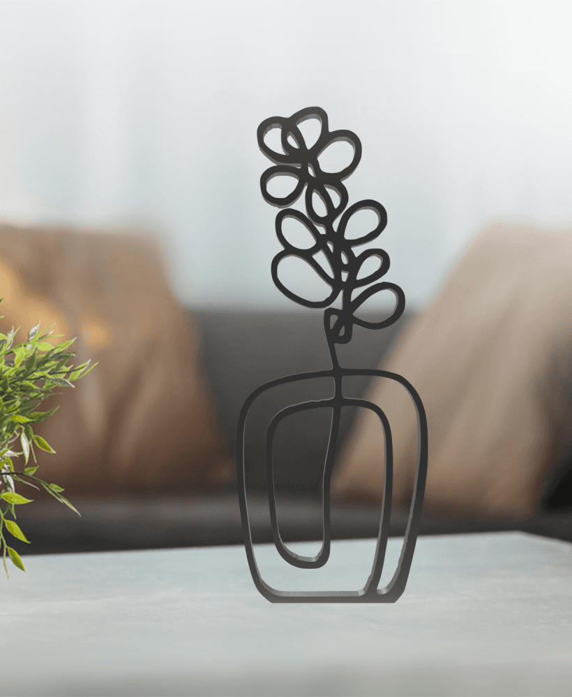 Flower Line Art, Modern, Minimalist 3d model