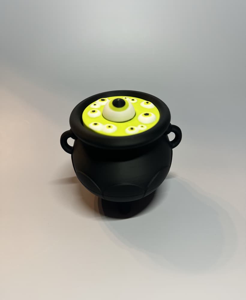 Witch Cauldron Double Clicker – Multicolor Halloween Fidget Toy with Eyeball Clicker 3d model