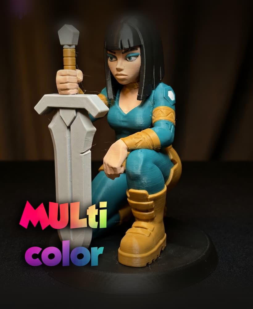 Warrior Woman Sword Figure 3MF | Fantasy Multi-Color | HighDetail 3d model