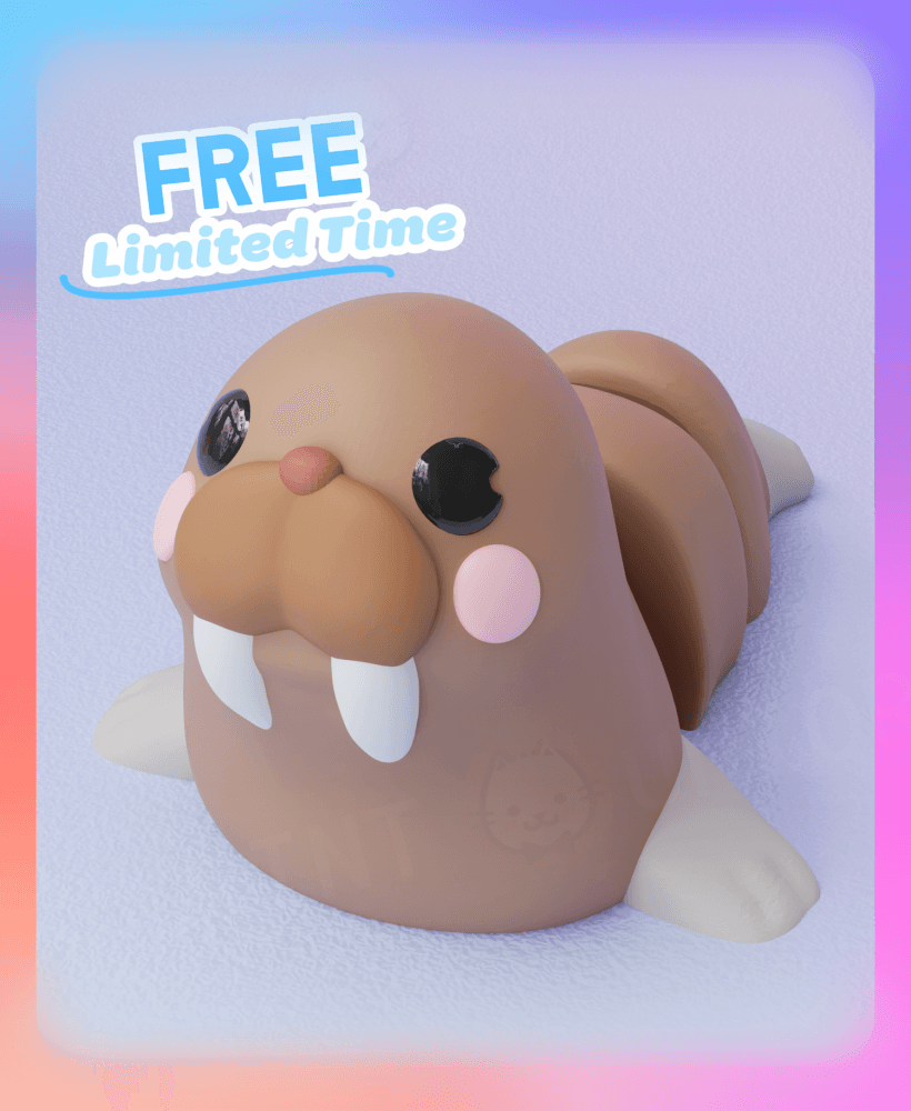 Flexi Walrus Keychain (Single Color) 3d model