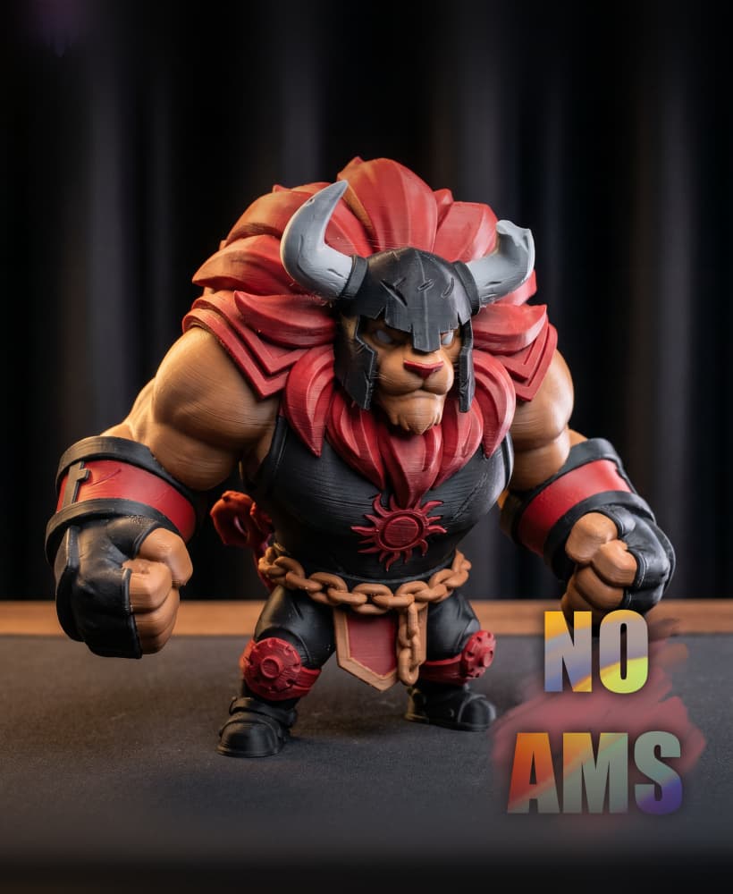 Warrior Lion Beast STL | Fantasy Figure 3D Print | No AMS 3d model