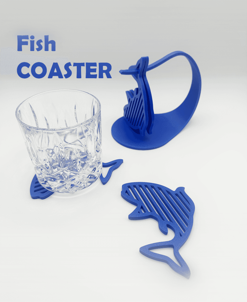 Fish Coaster with Holder 3d model