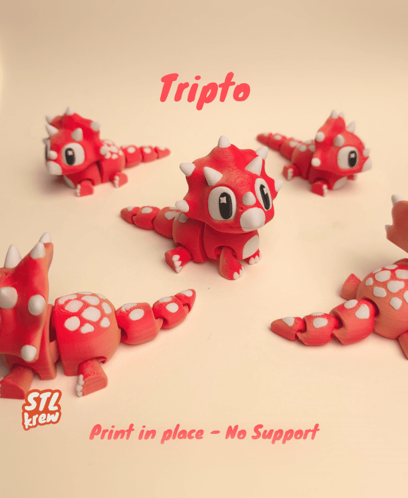 Cute triceratop Dinosaur AMS version - Tripto - no support, print in place 3d model