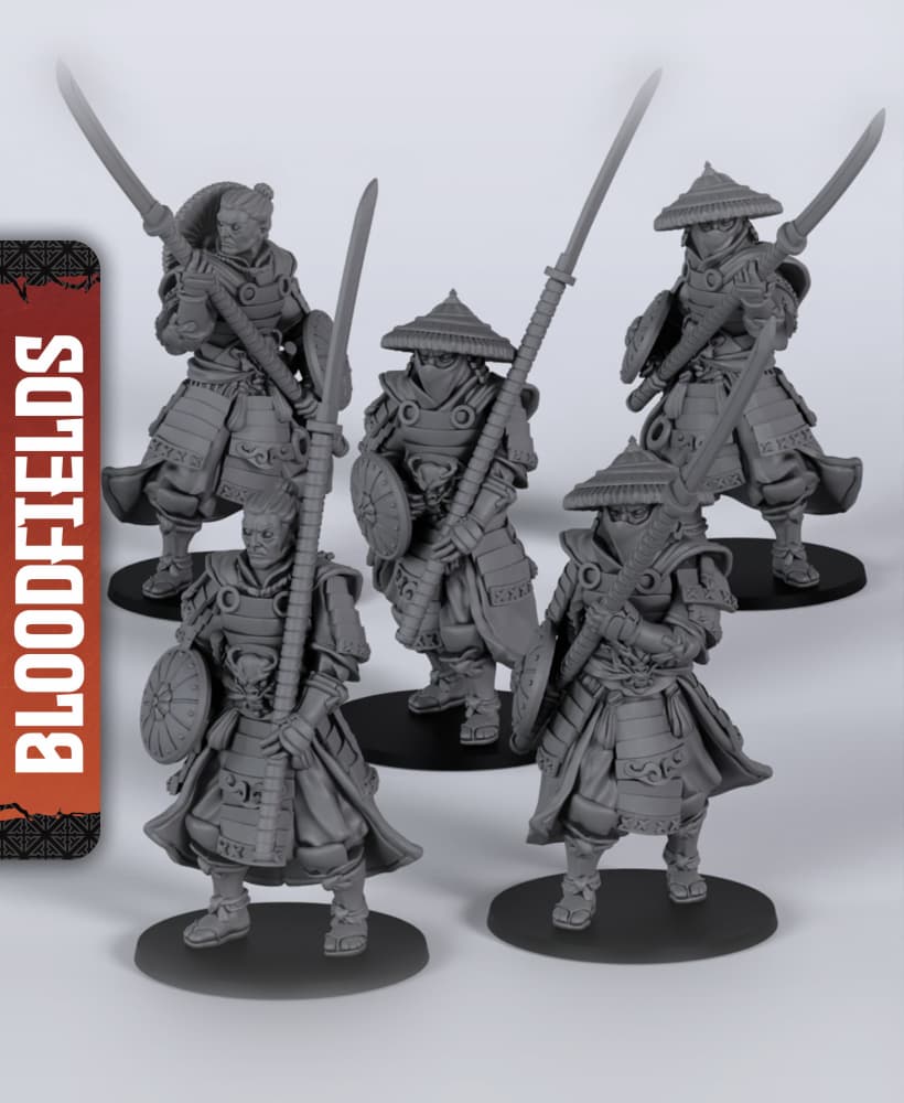 Ashigaru Spearmen - With Free Dragon Warhammer - 5e DnD Inspired for RPG and Wargamers 3d model