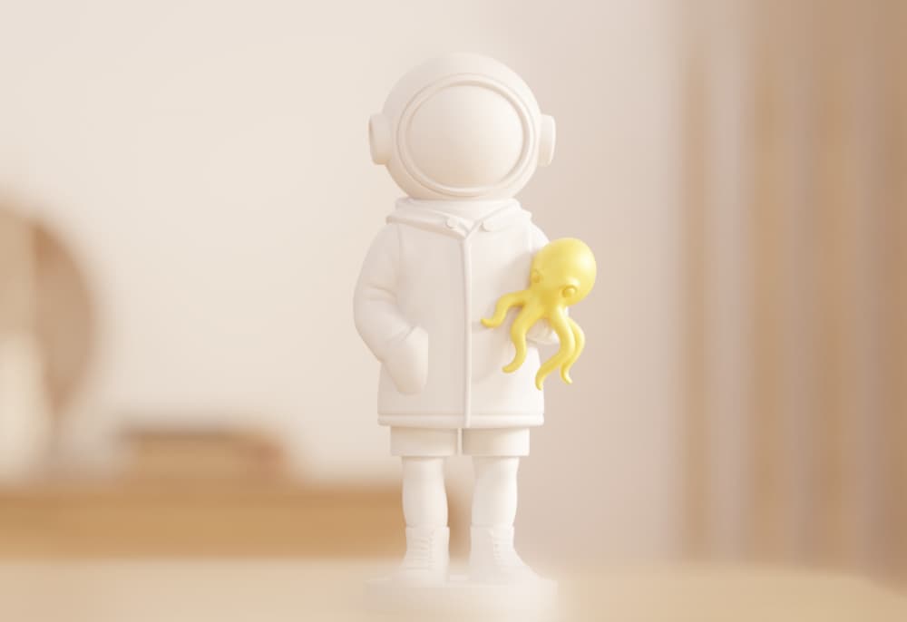 Cute Astronaut with Octopus Sculpture - Desk Decor 3d model
