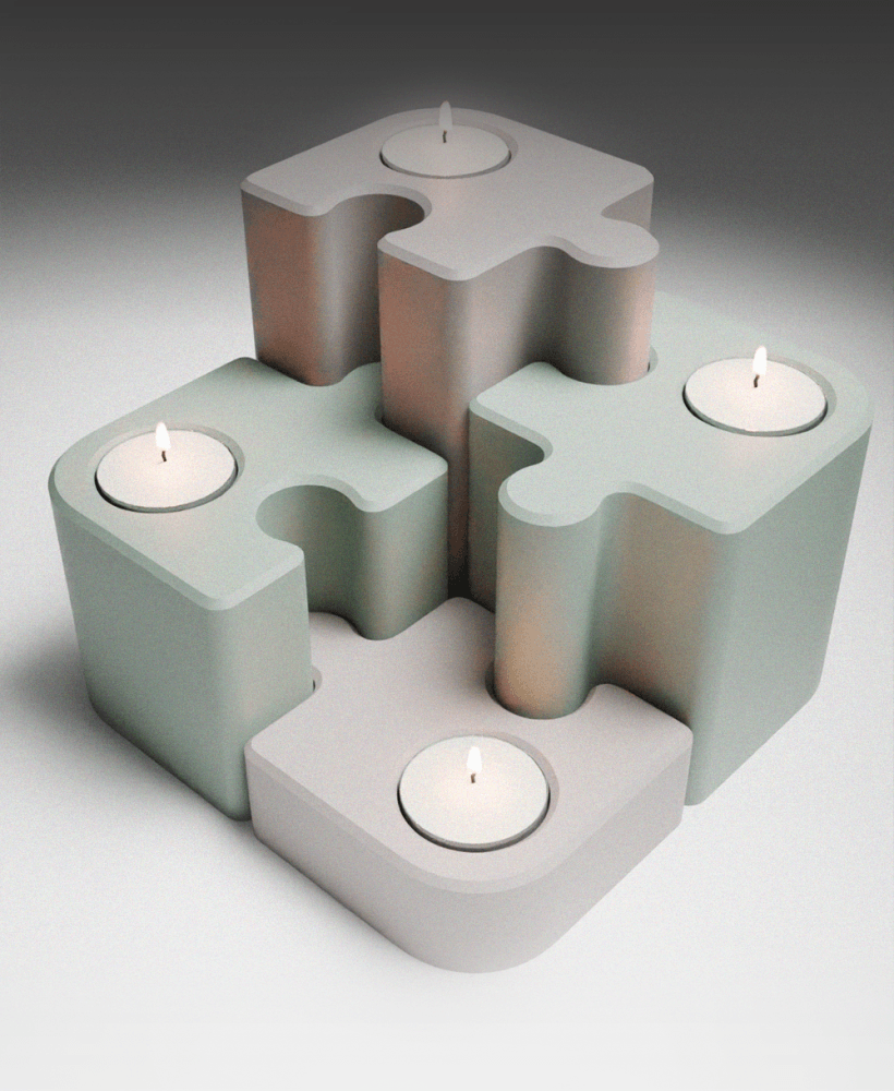 Puzzle tea light holder 3d model