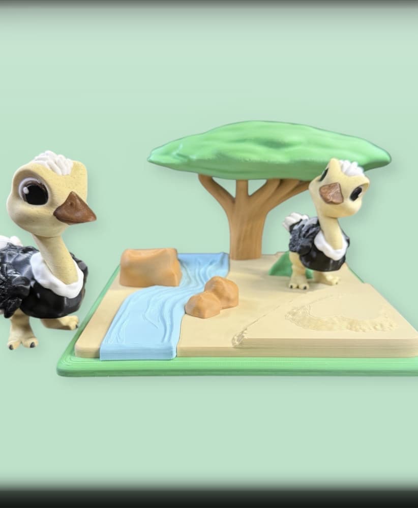 Ostrich and Savannah Mini World 3d model