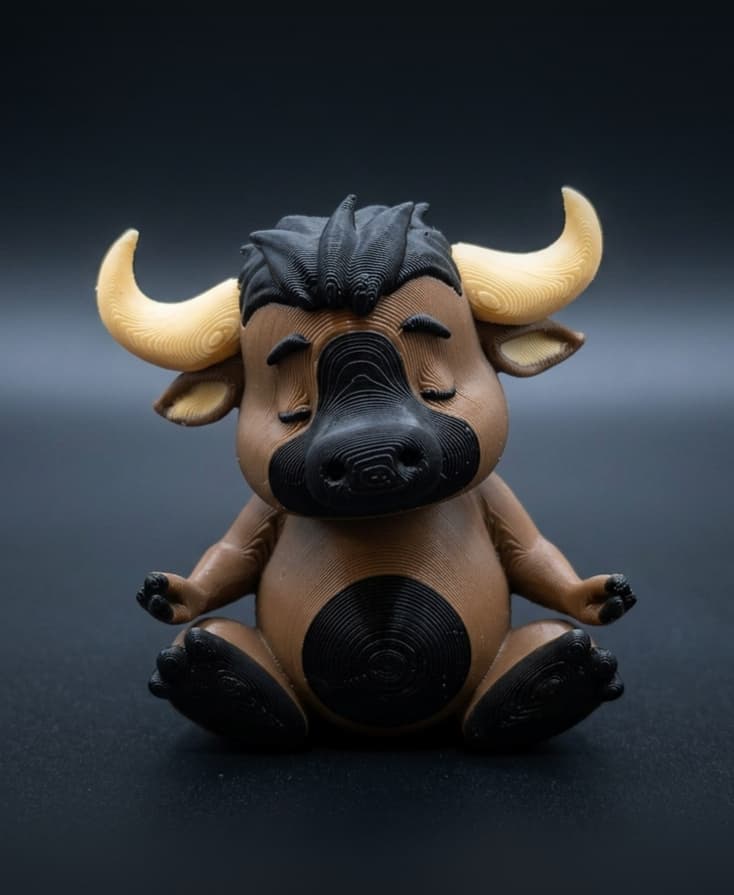 Zen Buffalo mini flexi, fridge magnet and keychain 3d model
