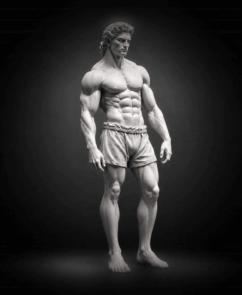 Aesthetic Greek God Statue STL | David Style Bodybuilder Sculpture | 3D Print Model 3d model