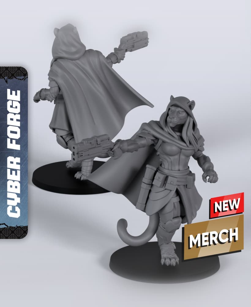 Captain Taja - With Free Cyberpunk Warhammer - 40k Sci-Fi Gift Ideas for RPG and Wargamers 3d model