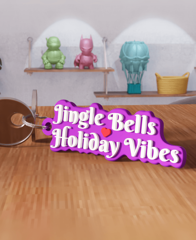 Jingle Bells Holiday Vibes Christmas Keychain 3d model