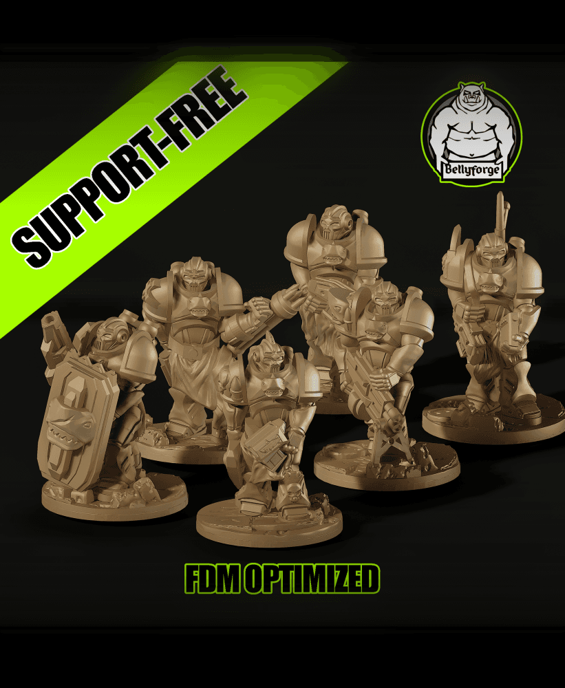 Support-Free FDM | Abyssal Wardens – Strike Team Squad | 6 Sci-Fi Infantry Proxies 3d model