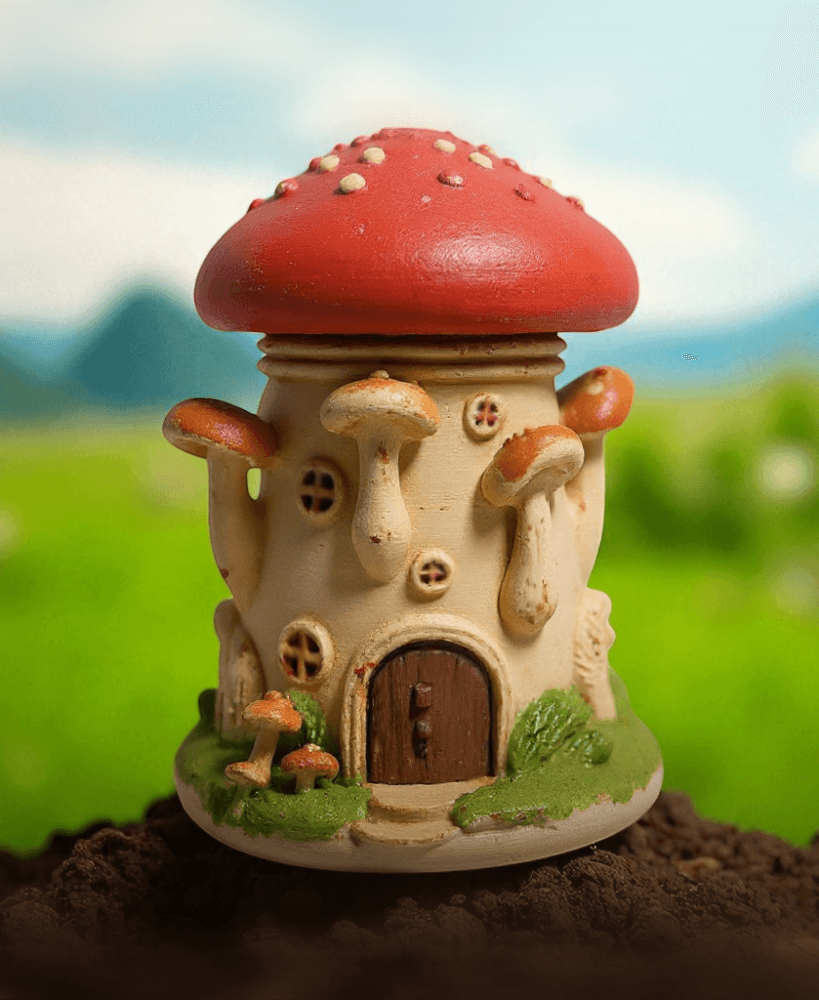 Whimsical Mushroom Cottage Jar 3d model