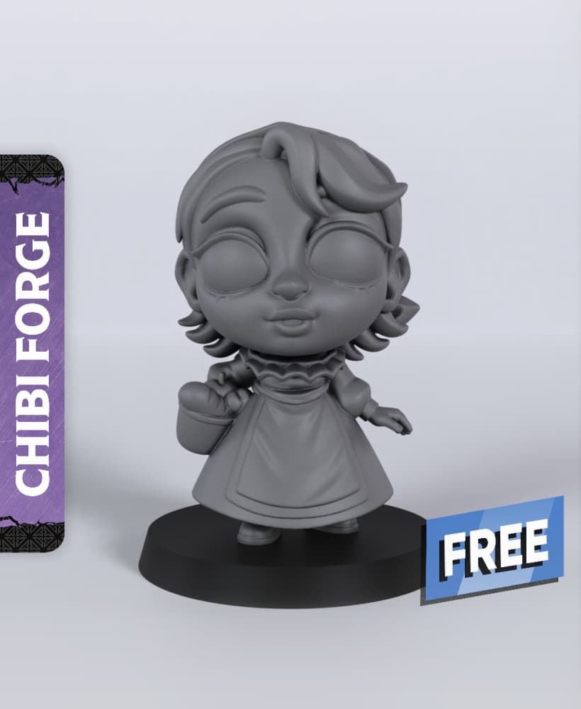 Female Villager - With Free Dragon - 5e DnD Inspired for RPG and Wargamers 3d model