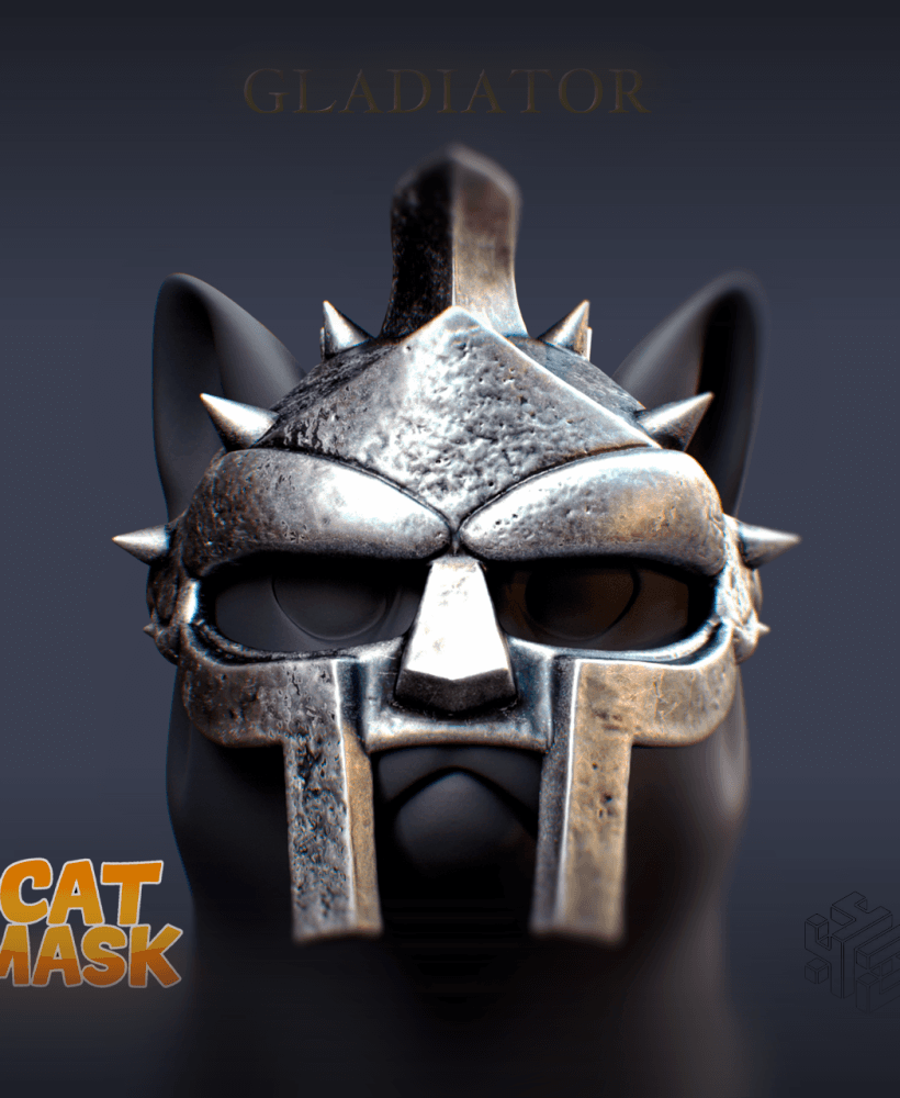 Maximus Gladiator Cat Mask โ 3D Printable Pet Helmet STL 3d model