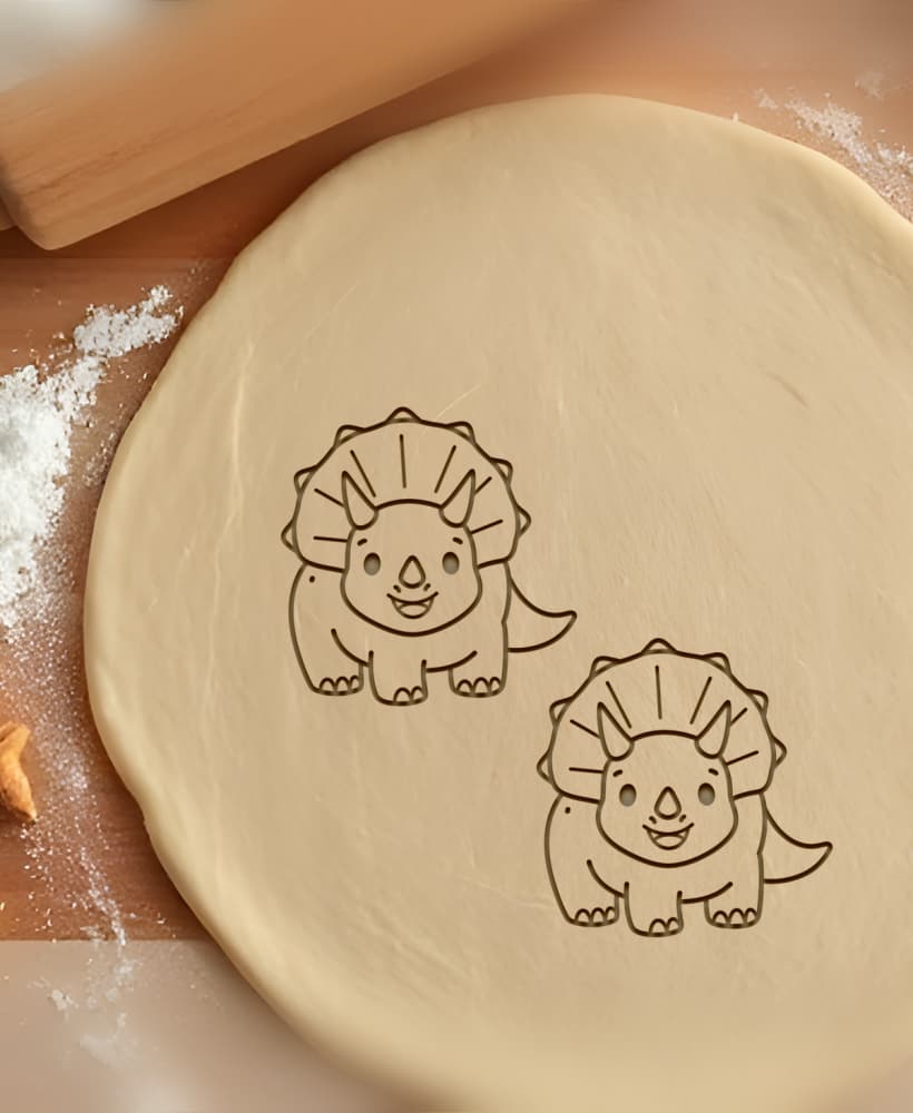 Cute Triceratops Cookie Cutter, Biscuit Cutter 3d model