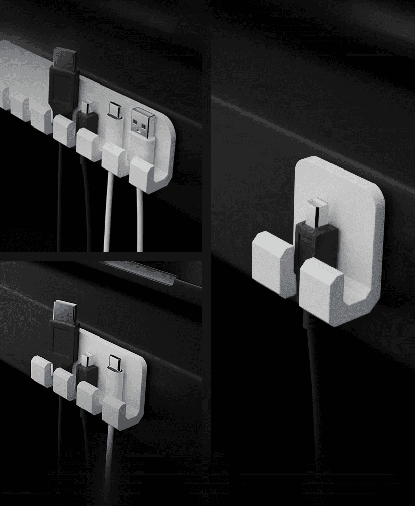 Desk Cable Organizer Set – Single, 3x & 7x Slot 3d model