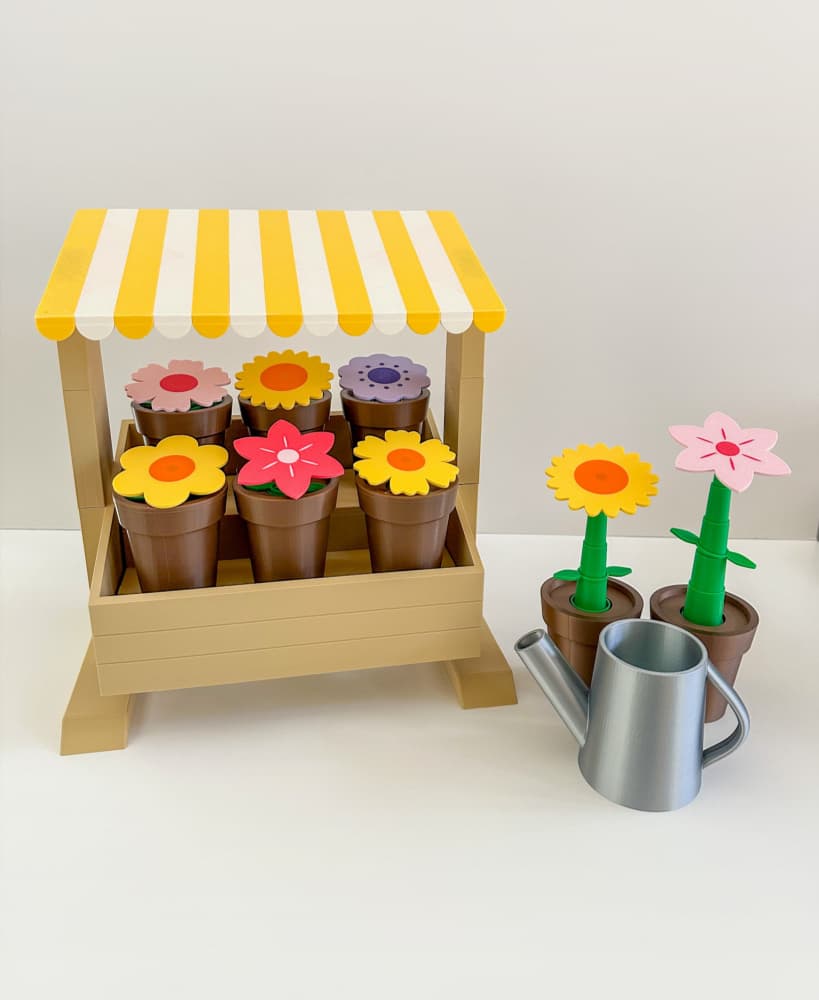 Flower Stand for Potted Flowers with Watering Can 3d model