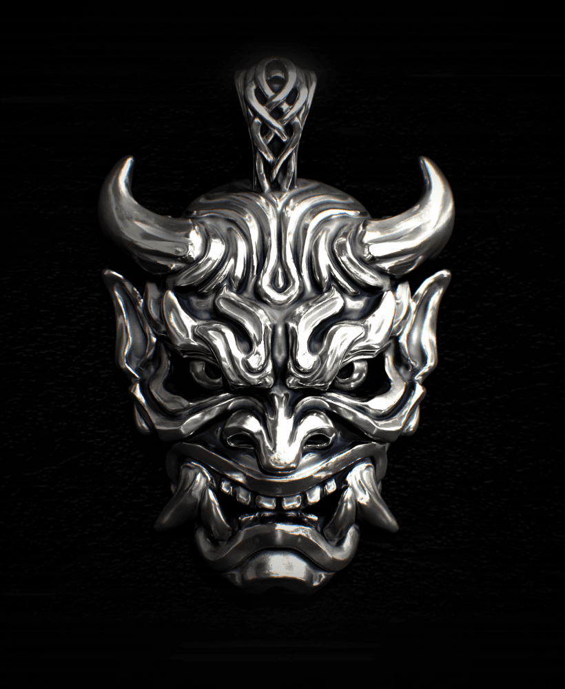 Oni Mask Pendant - Jewelry - Print on Demand 3d model