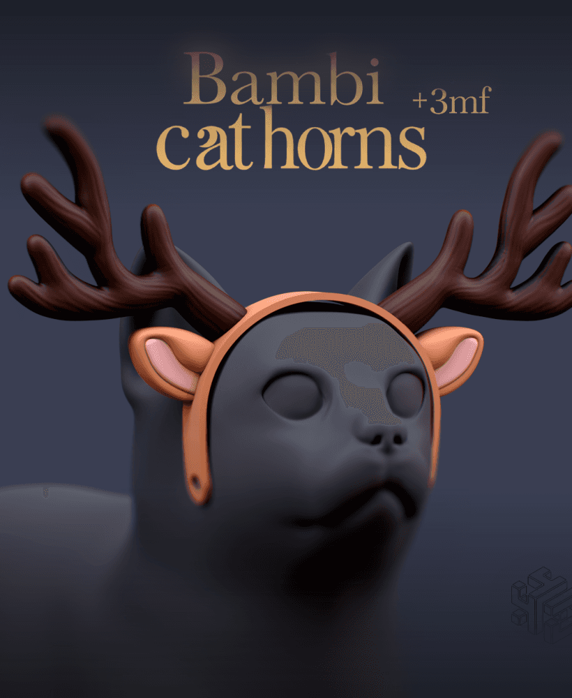 Bambi Deer Antler Headband โ 3D Printable Christmas Accessory for Cats & Dogs 3d model