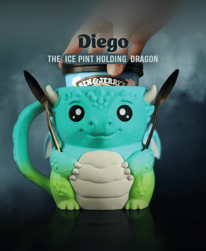 Diego, the Ice Pint Holding Dragon 3d model