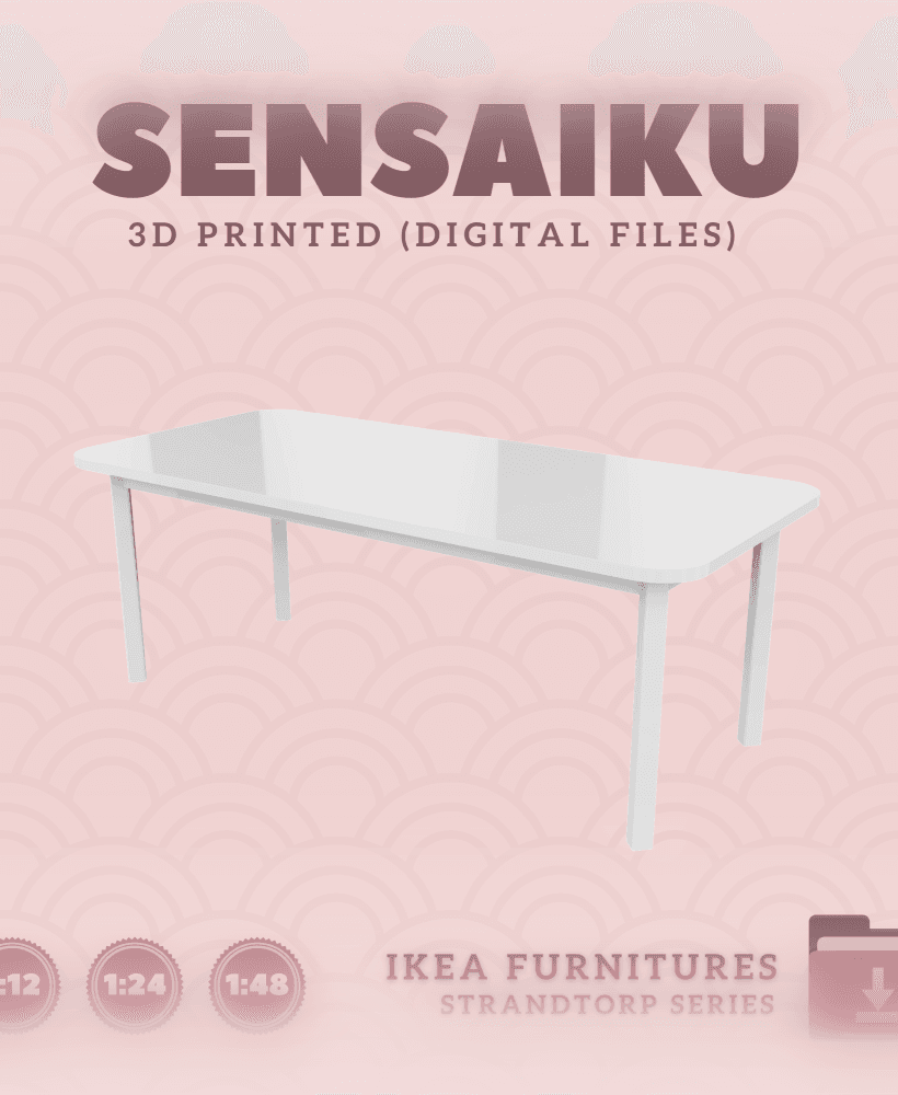 Miniature Replica 02. STRANDTORP Extendable Table 80 In for Miniature Dollhouse - IKEA - 3D Print In 3d model
