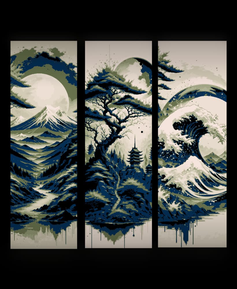 Airbrush designs sharing the Asian world - Temples, Trees and Mountains - set of bookmarks 3d model