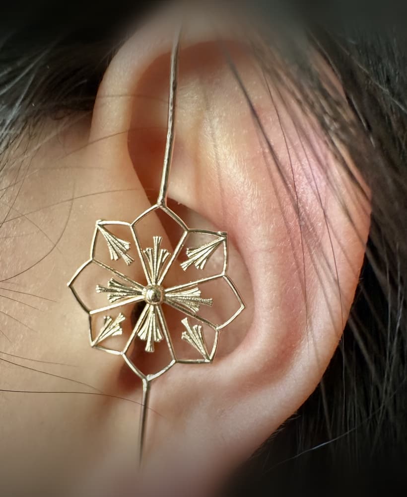 Over Ear Experimental Tracery Earring 3d model