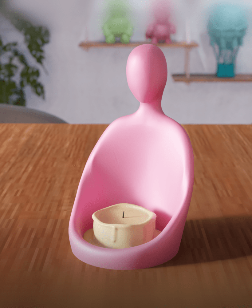 Abstract Figure Candle Holder - Modern Sculptural 3d model