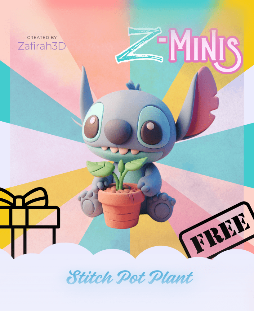 Z-MINIS STITCH POT PLANT FOR FREE 3d model
