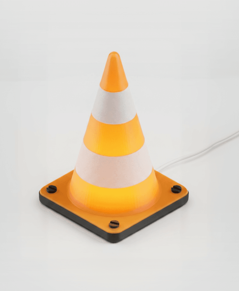 Retro Traffic Cone Desk Light (No-Support Print) 3d model