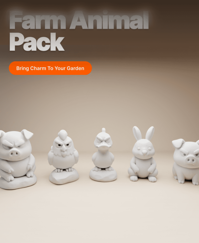 Funny Farm Animal Pack – Stylized 3D Printable Figures 3d model