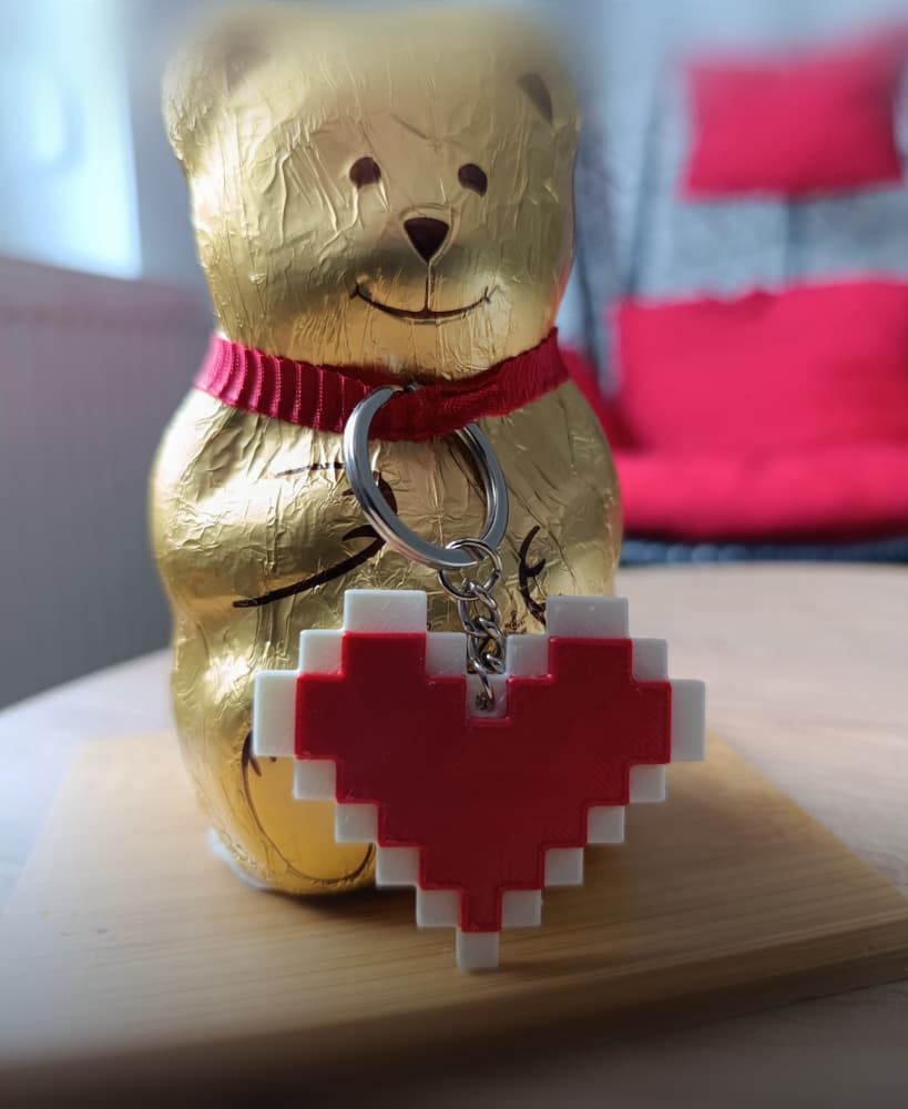 Pixel Heart Keychain 3d model