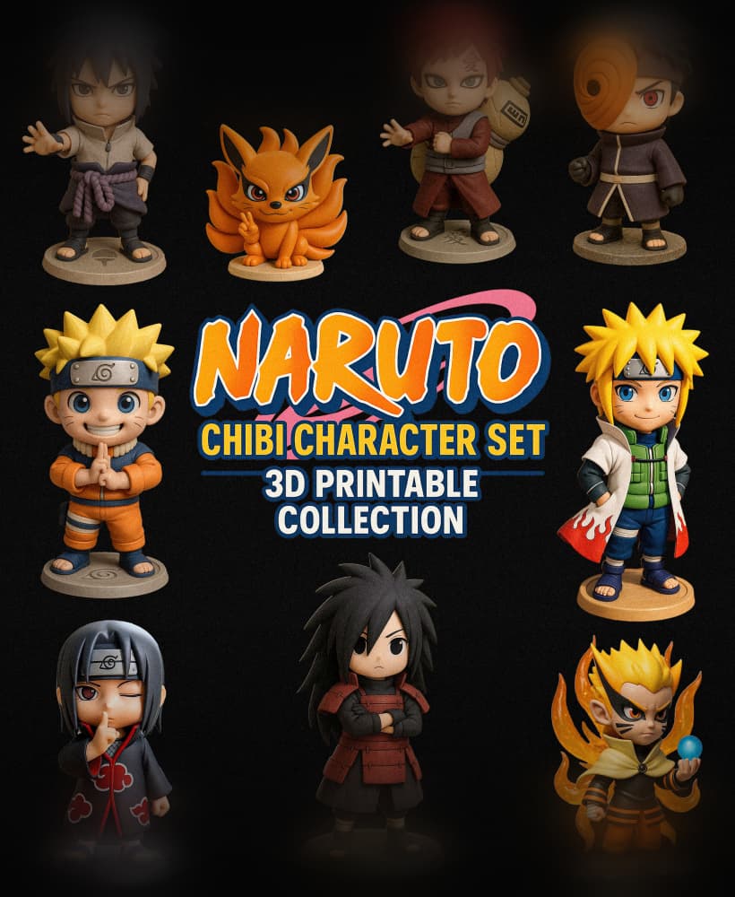 Naruto Chibi Character Set – 3D Printable Collection 3d model