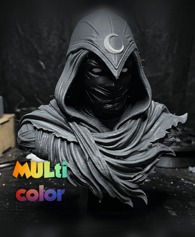 Moon Knight Bust Multi-Color 3MF | Dark Hero Statue | Bambu Ready 3d model