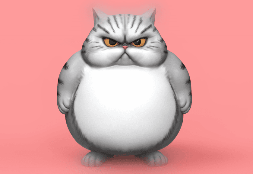 Angry Chubby Cat 3d model