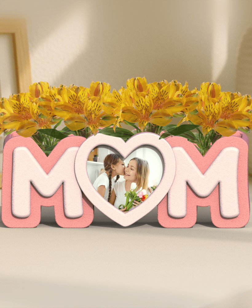 Mom Frame Planter, Heart Shape Frame, Mother’s Day Photo Planter, Happy Mother’s Day Gift, I Love Mo 3d model